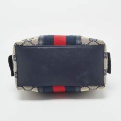 Gucci Beige/Blue GG Canvas and Leather Web Cosmetic Pouch