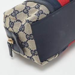 Gucci Beige/Blue GG Canvas and Leather Web Cosmetic Pouch