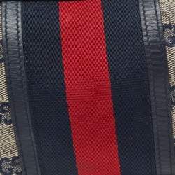 Gucci Beige/Blue GG Canvas and Leather Web Cosmetic Pouch