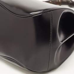 Pre Owned Gucci Black Patent Leather Large Lady Lock Bamboo Top Handle Bag