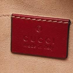 Pre Owned Gucci Red Matelassé Leather GG Marmont Belt Bag