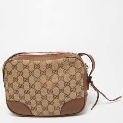 Pre Owned Gucci Beige/Brown GG Canvas and Leather Bree Crossbody Bag