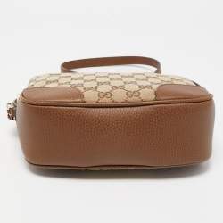 Pre Owned Gucci Beige/Brown GG Canvas and Leather Bree Crossbody Bag