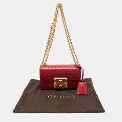 Pre Owned Gucci Red Guccissima Leather Small Padlock Shoulder Bag