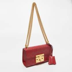 Pre Owned Gucci Red Guccissima Leather Small Padlock Shoulder Bag