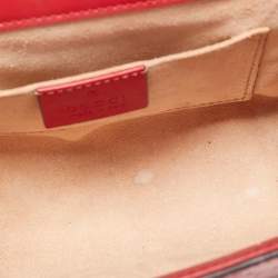 Pre Owned Gucci Red Guccissima Leather Small Padlock Shoulder Bag