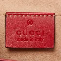 Pre Owned Gucci Red Guccissima Leather Small Padlock Shoulder Bag