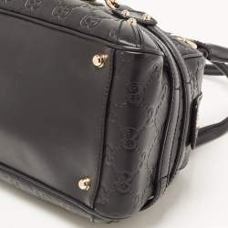 Pre Owned Gucci Black Leather Guccissima Horsebit Wave Boston Bag