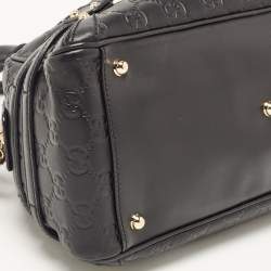 Pre Owned Gucci Black Leather Guccissima Horsebit Wave Boston Bag