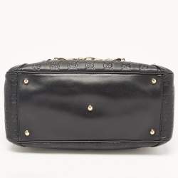 Pre Owned Gucci Black Leather Guccissima Horsebit Wave Boston Bag
