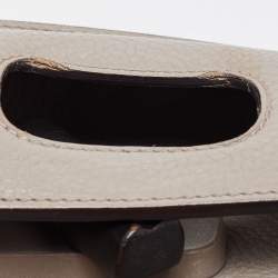 Pre Owned Gucci Grey Leather Small Bamboo Daily Top Handle Bag