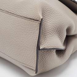 Pre Owned Gucci Grey Leather Small Bamboo Daily Top Handle Bag