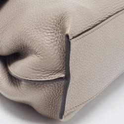 Pre Owned Gucci Grey Leather Small Bamboo Daily Top Handle Bag