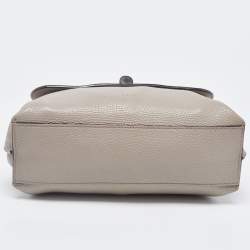 Pre Owned Gucci Grey Leather Small Bamboo Daily Top Handle Bag