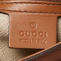 Pre Owned Gucci Beige/Brown GG Canvas and Leather Lady Web Flap Crossbody Bag