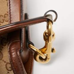 Pre Owned Gucci Beige/Brown GG Canvas and Leather Lady Web Flap Crossbody Bag