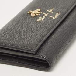 Gucci Black Leather Blind for Love Flap Continental Wallet