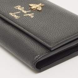 Gucci Black Leather Blind for Love Flap Continental Wallet