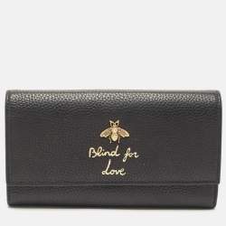 Gucci Black Leather Blind for Love Flap Continental Wallet