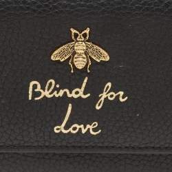 Gucci Black Leather Blind for Love Flap Continental Wallet