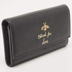 Gucci Black Leather Blind for Love Flap Continental Wallet