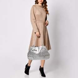 Pre Owned Gucci Silver Guccissima Leather Princy Tote