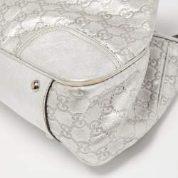 Pre Owned Gucci Silver Guccissima Leather Princy Tote