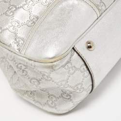 Pre Owned Gucci Silver Guccissima Leather Princy Tote