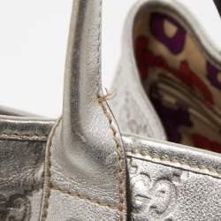 Pre Owned Gucci Silver Guccissima Leather Princy Tote