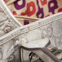 Pre Owned Gucci Silver Guccissima Leather Princy Tote