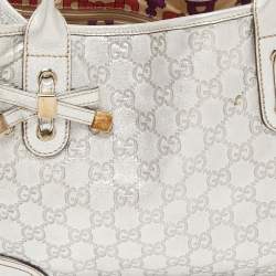 Pre Owned Gucci Silver Guccissima Leather Princy Tote
