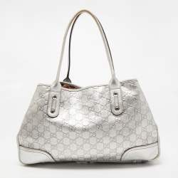 Pre Owned Gucci Silver Guccissima Leather Princy Tote