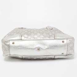 Pre Owned Gucci Silver Guccissima Leather Princy Tote