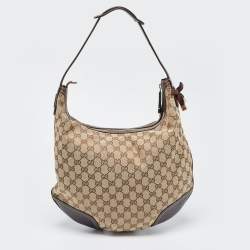 مملوكة مسبقًا Gucci Beige/Brown GG Canvas and Leather Large Princy Hobo