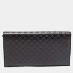 Gucci Black Mircoguccissima Leather Logo Flap Continental Wallet