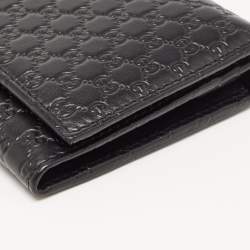 Gucci Black Mircoguccissima Leather Logo Flap Continental Wallet