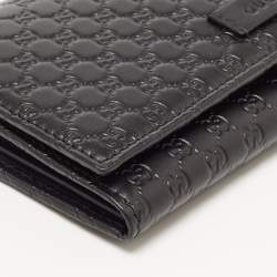 Gucci Black Mircoguccissima Leather Logo Flap Continental Wallet