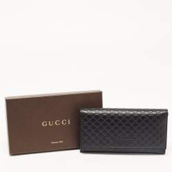 Gucci Black Mircoguccissima Leather Logo Flap Continental Wallet