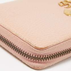 Gucci Light Pink Leather GG Butterfly Zip Around Continental Wallet