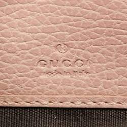 Gucci Light Pink Leather GG Butterfly Zip Around Continental Wallet