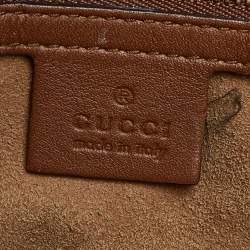 Pre Owned Gucci Brown/Beige GG Canvas and Leather Side Snap Tote