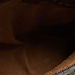 Pre Owned Gucci Brown/Beige GG Canvas and Leather Side Snap Tote