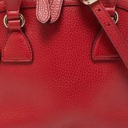 Gucci Red Leather Small GG Charm Dome Satchel