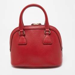 Gucci Red Leather Small GG Charm Dome Satchel