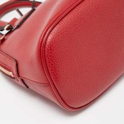 Gucci Red Leather Small GG Charm Dome Satchel