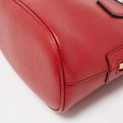 Gucci Red Leather Small GG Charm Dome Satchel