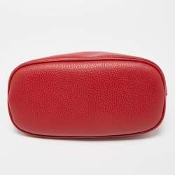 Gucci Red Leather Small GG Charm Dome Satchel