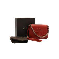 Gucci Orange Leather Small Flap Chain Soho Shoulder Bag