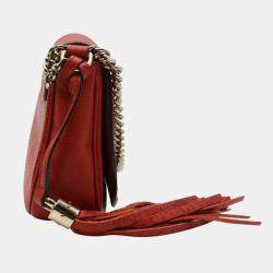 Gucci Orange Leather Small Flap Chain Soho Shoulder Bag