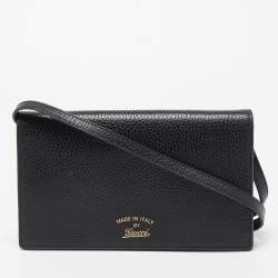 Gucci Black Leather Swing Wallet Bag